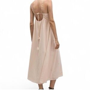 Mango Pale Pink beaded Maxi Dress with Back Tie